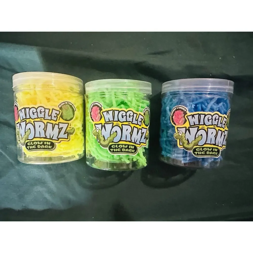 VIRAL JA-RU Wiggle Wormz Glow in the Dark Squishy Worms Toy Jar [SET OF 3] Ja-Ru